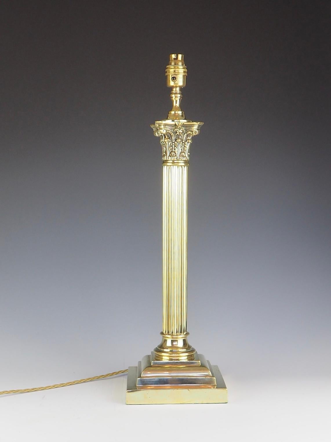 Antique 19th Century Brass Corinthian Table Lamp 6
