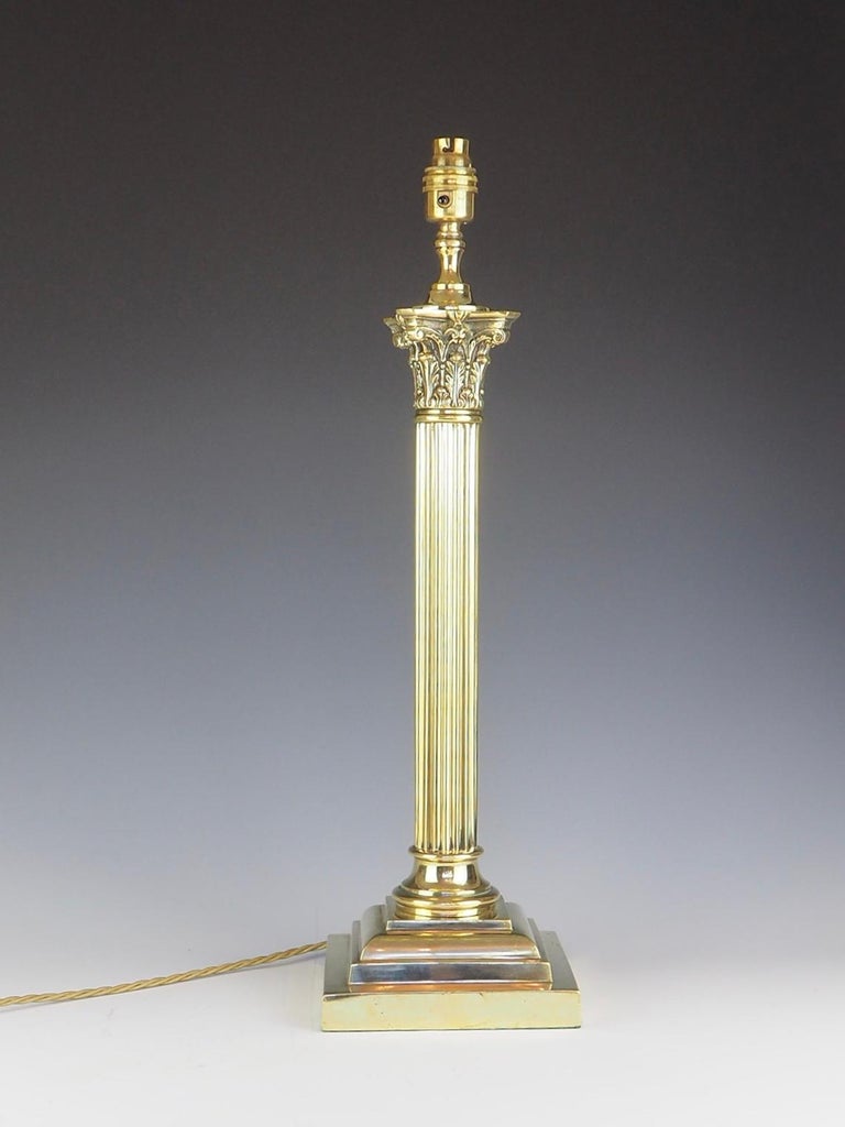 Antique 19th Century Brass Corinthian Table Lamp For Sale at 1stDibs