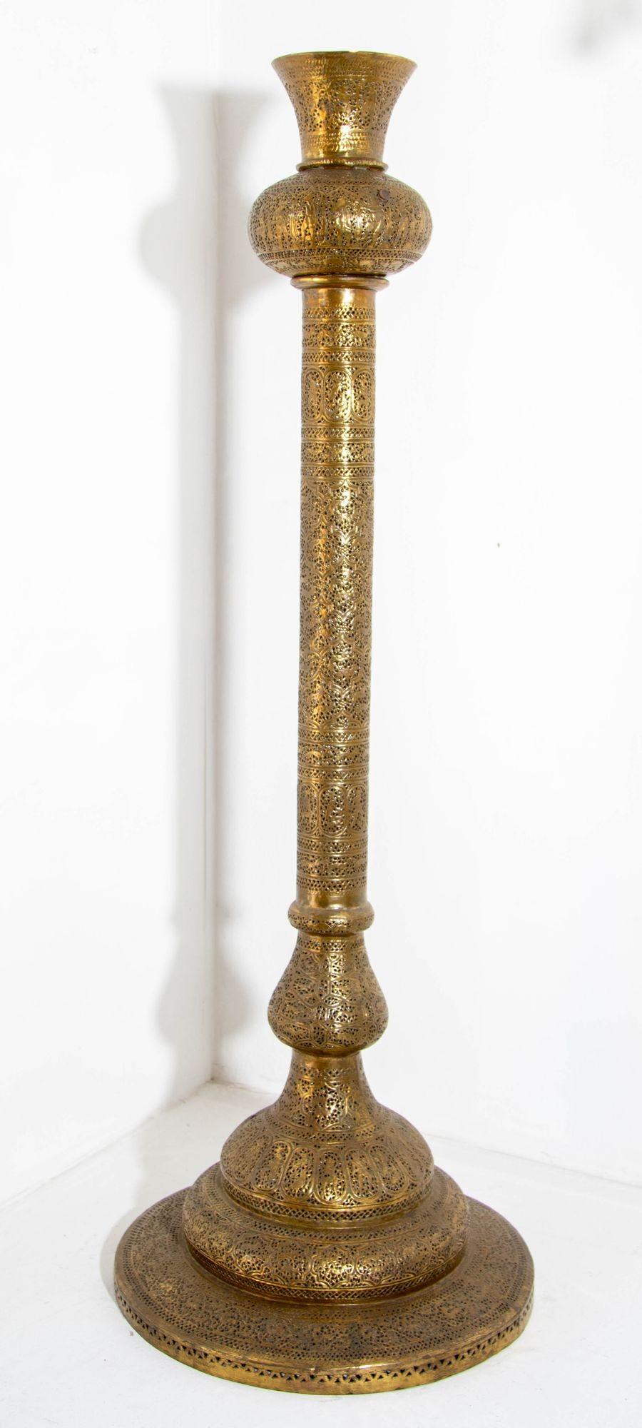 Antique 19th Century Brass Islamic Middle Eastern Floor Lamp For Sale 11