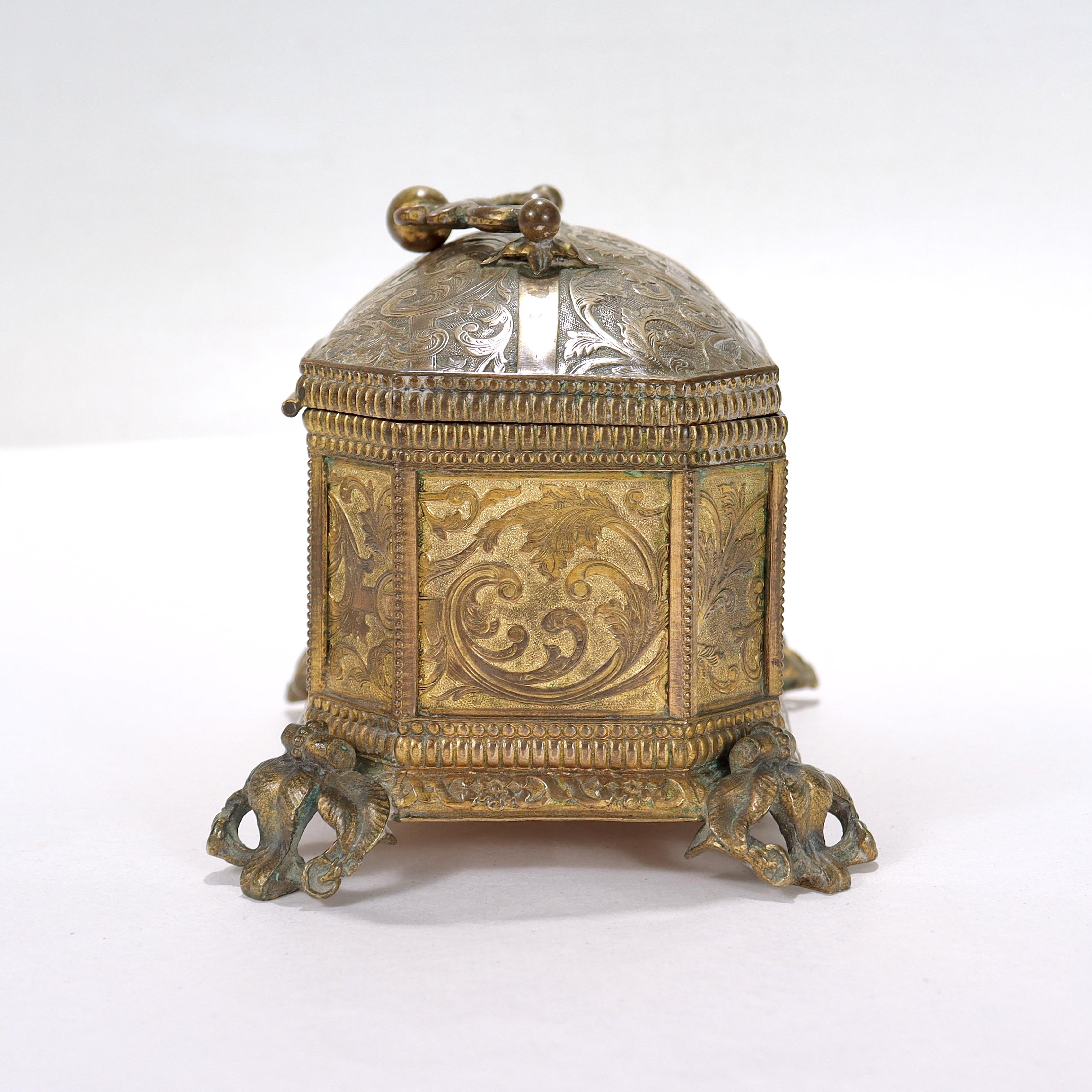 Antique 19th Century Brass Renaissance Revival Casket or Table Box For Sale 7