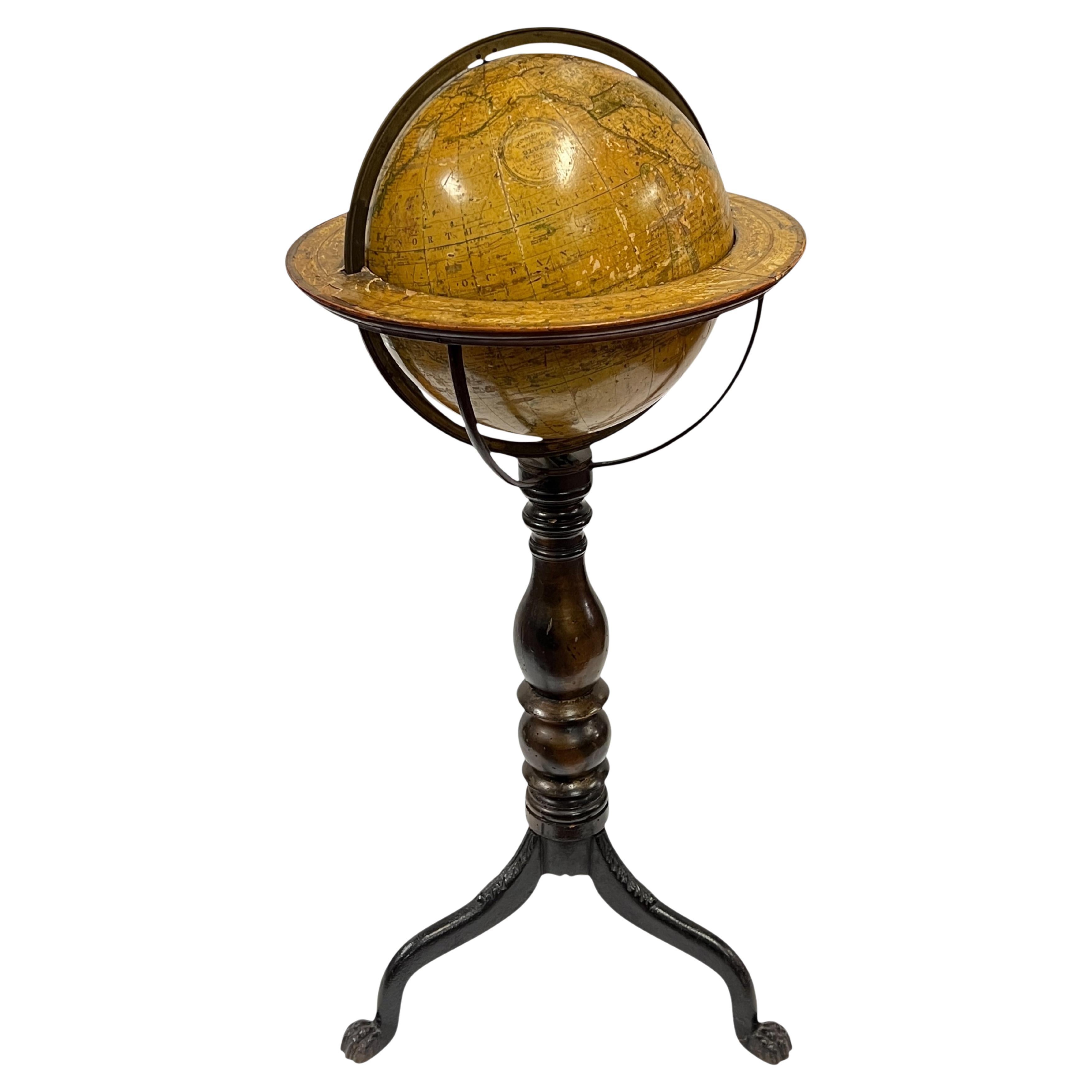 Antique 19th Century British Globe on Stand For Sale