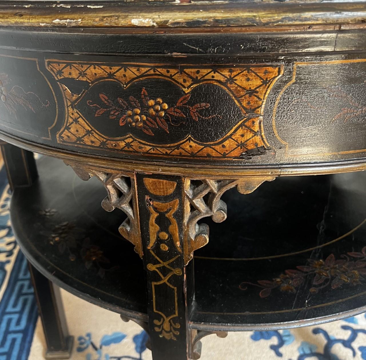 Wood Antique 19th Century British Oriental Chinoiserie Salon Table For Sale