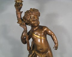 Antique 19th Century Bronze and Marble Sculpture of Child Bacchus - 1Y179