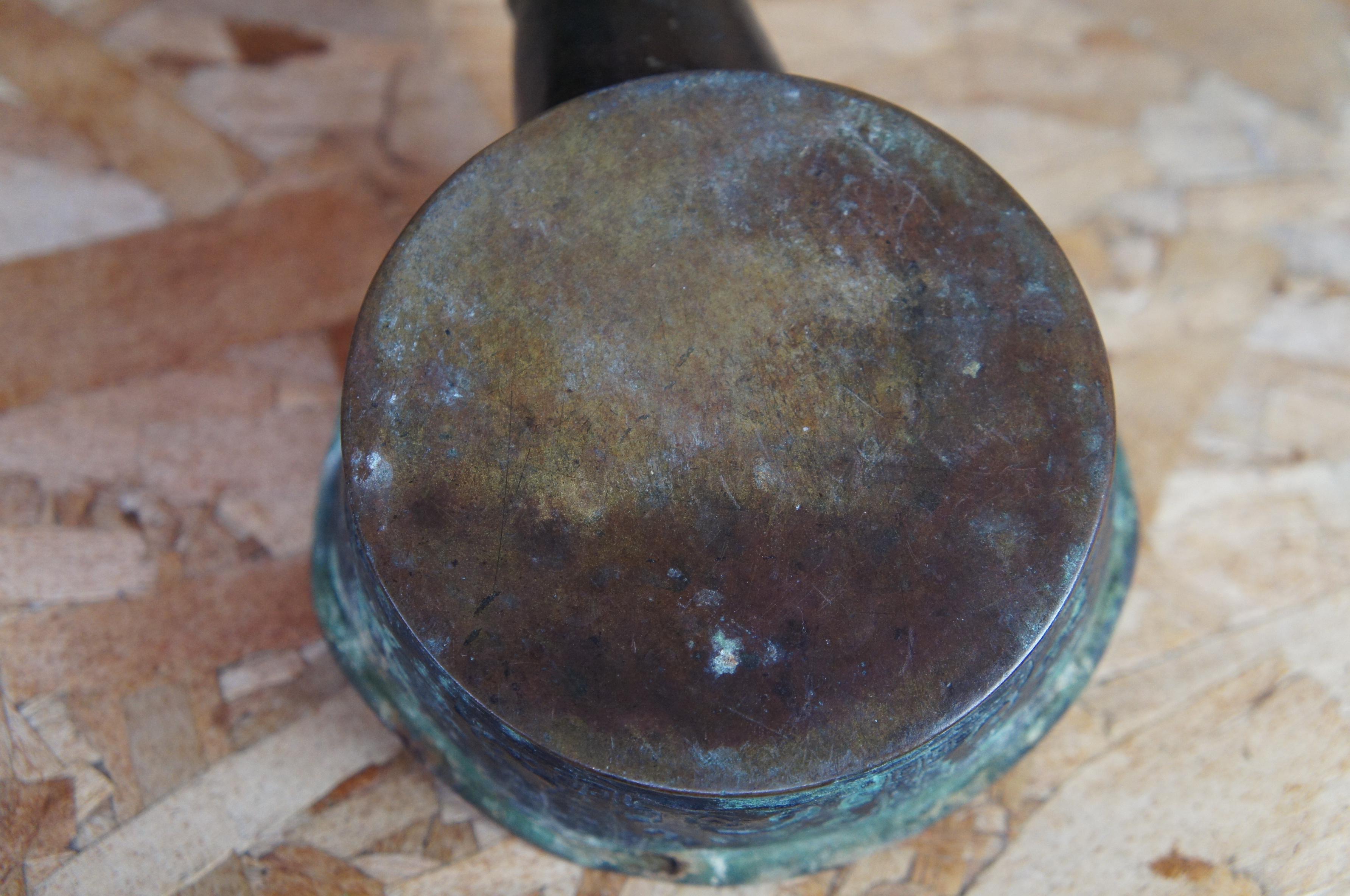 Antique 19th Century Bronze Dragon Libation Warming Cup Handled Ladle Dipper 1