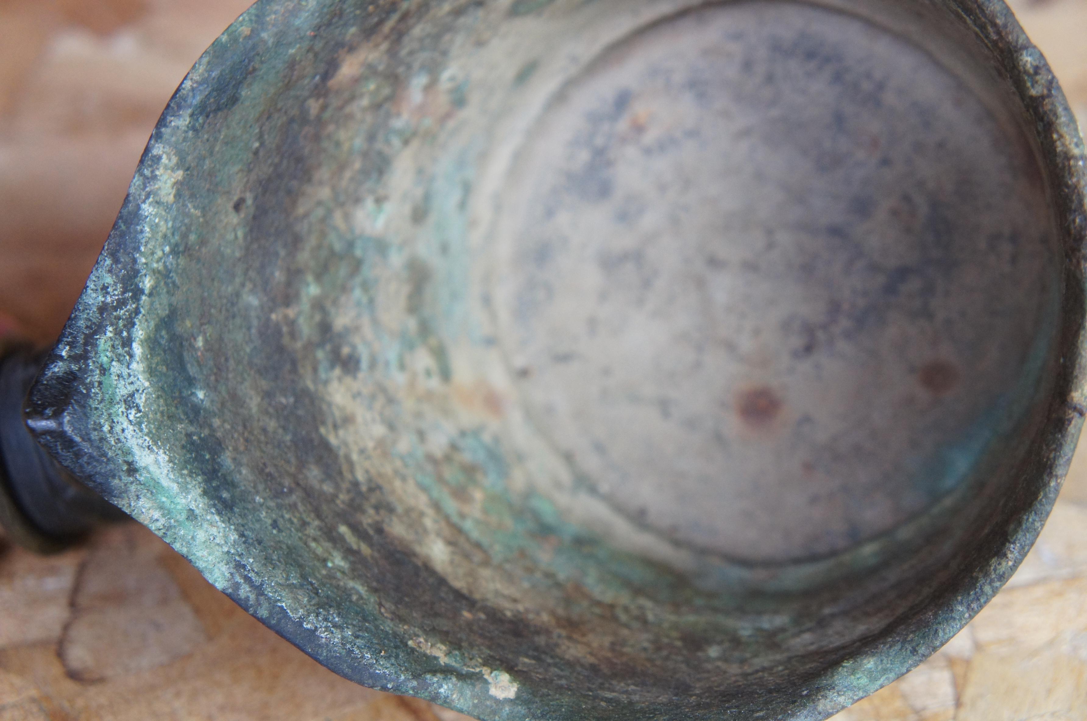 Antique 19th Century Bronze Dragon Libation Warming Cup Handled Ladle Dipper 5