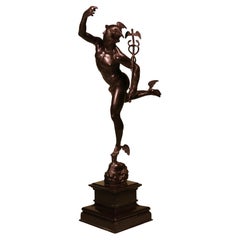 Antica scultura in bronzo di Mercurio del XIX secolo