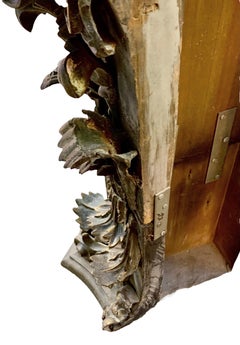 Ancienne console corinthienne du 19ème siècle en bronze et bois avec plateau en marbre