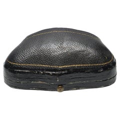Antique 19th Century Brooch or Double Clip Presentation Box, Black Leather