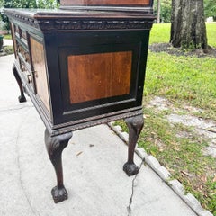 Antique 19th Century Burlwood Ball in Claw Foot Sideboard/Buffet