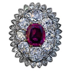 Antique 19th Century Burma Ruby 7 Carat Diamond Pendant