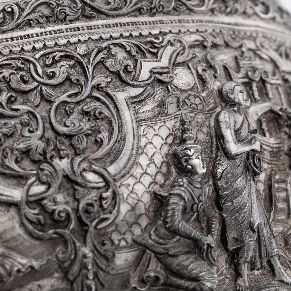 Bol Thabeik birman (Myanmar) ancien du 19ème siècle en argent massif, Rangoon vers 1880 en vente 3