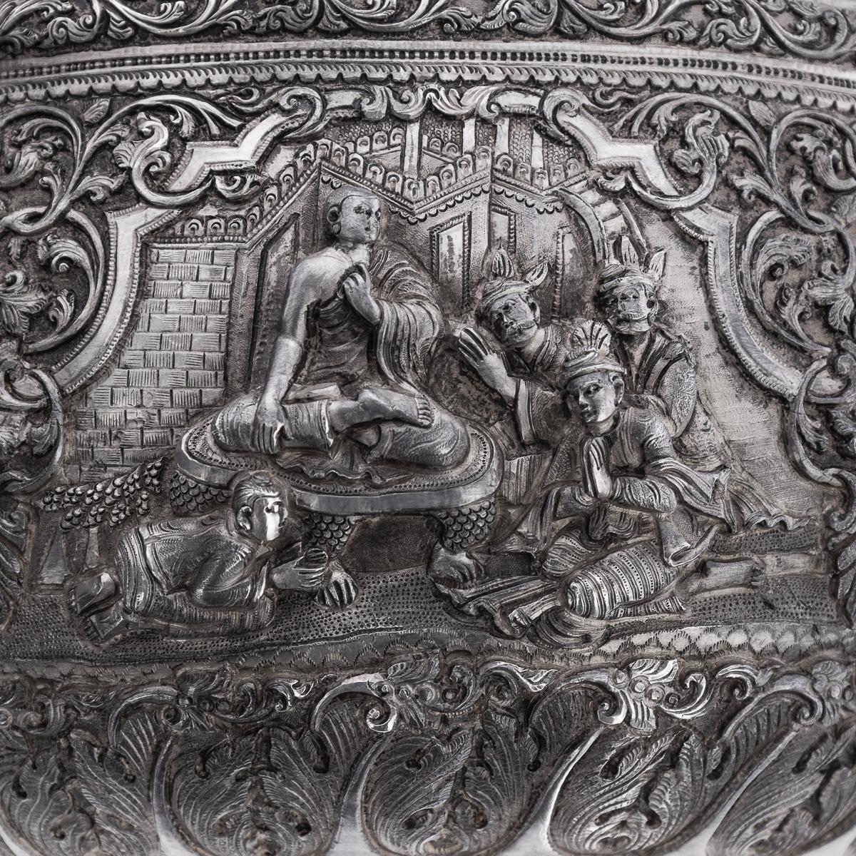 Bol Thabeik birman (Myanmar) ancien du 19ème siècle en argent massif, Rangoon vers 1880 en vente 4
