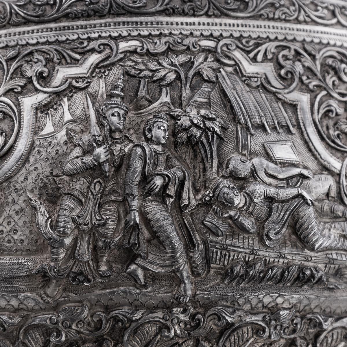 Bol Thabeik birman (Myanmar) ancien du 19ème siècle en argent massif, Rangoon vers 1880 en vente 6