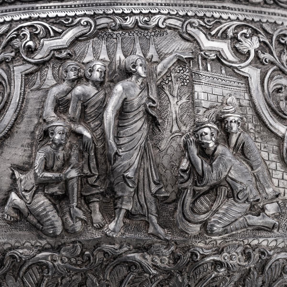 Bol Thabeik birman (Myanmar) ancien du 19ème siècle en argent massif, Rangoon vers 1880 en vente 9
