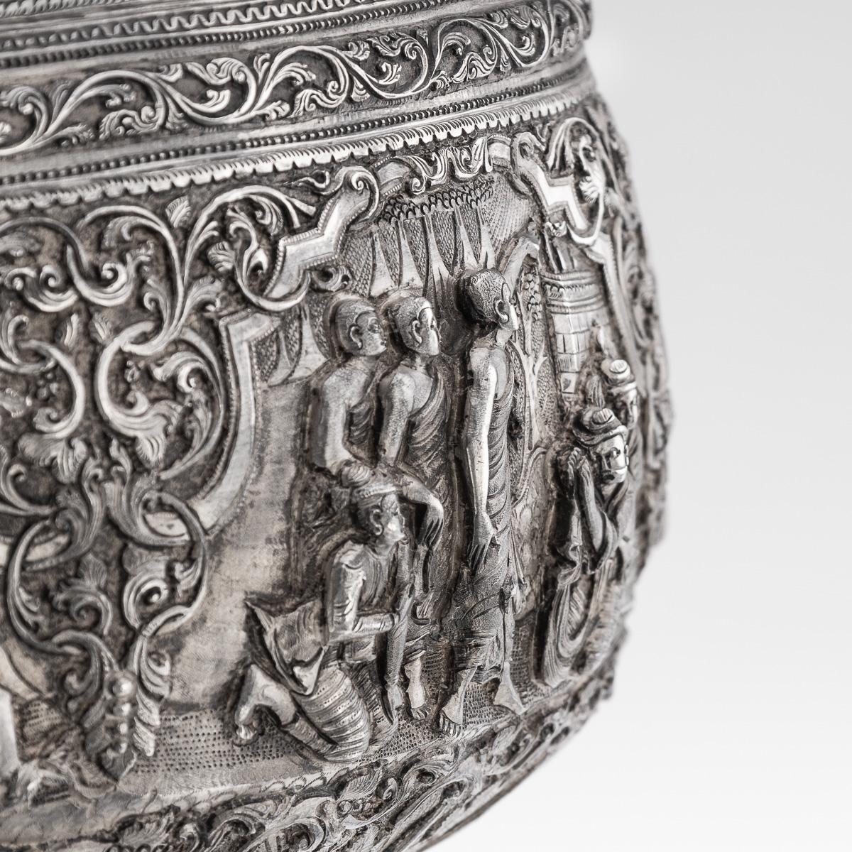 Bol Thabeik birman (Myanmar) ancien du 19ème siècle en argent massif, Rangoon vers 1880 en vente 10