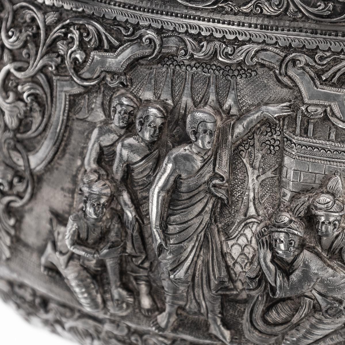 Bol Thabeik birman (Myanmar) ancien du 19ème siècle en argent massif, Rangoon vers 1880 en vente 11