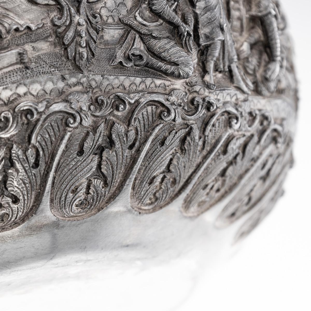 Bol Thabeik birman (Myanmar) ancien du 19ème siècle en argent massif, Rangoon vers 1880 en vente 12