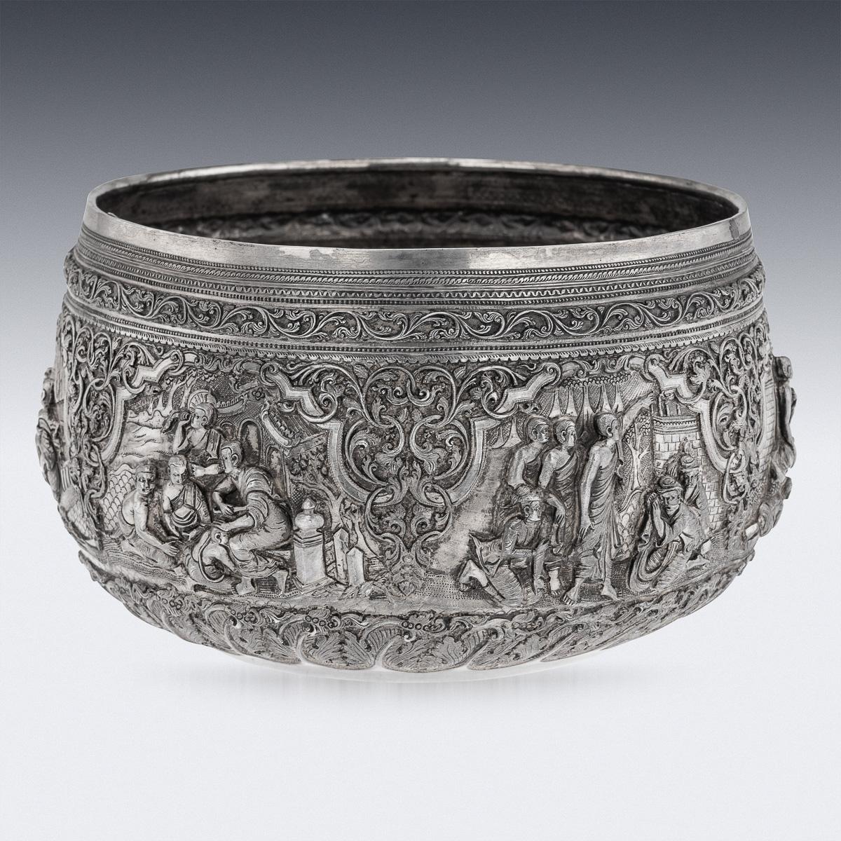 Autre Bol Thabeik birman (Myanmar) ancien du 19ème siècle en argent massif, Rangoon vers 1880 en vente