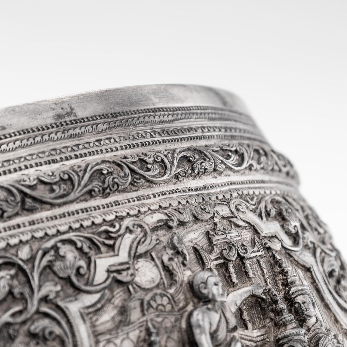Bol Thabeik birman (Myanmar) ancien du 19ème siècle en argent massif, Rangoon vers 1880 en vente 2