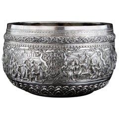 Antique 19th Century Burmese Silver Thabeik Bowl