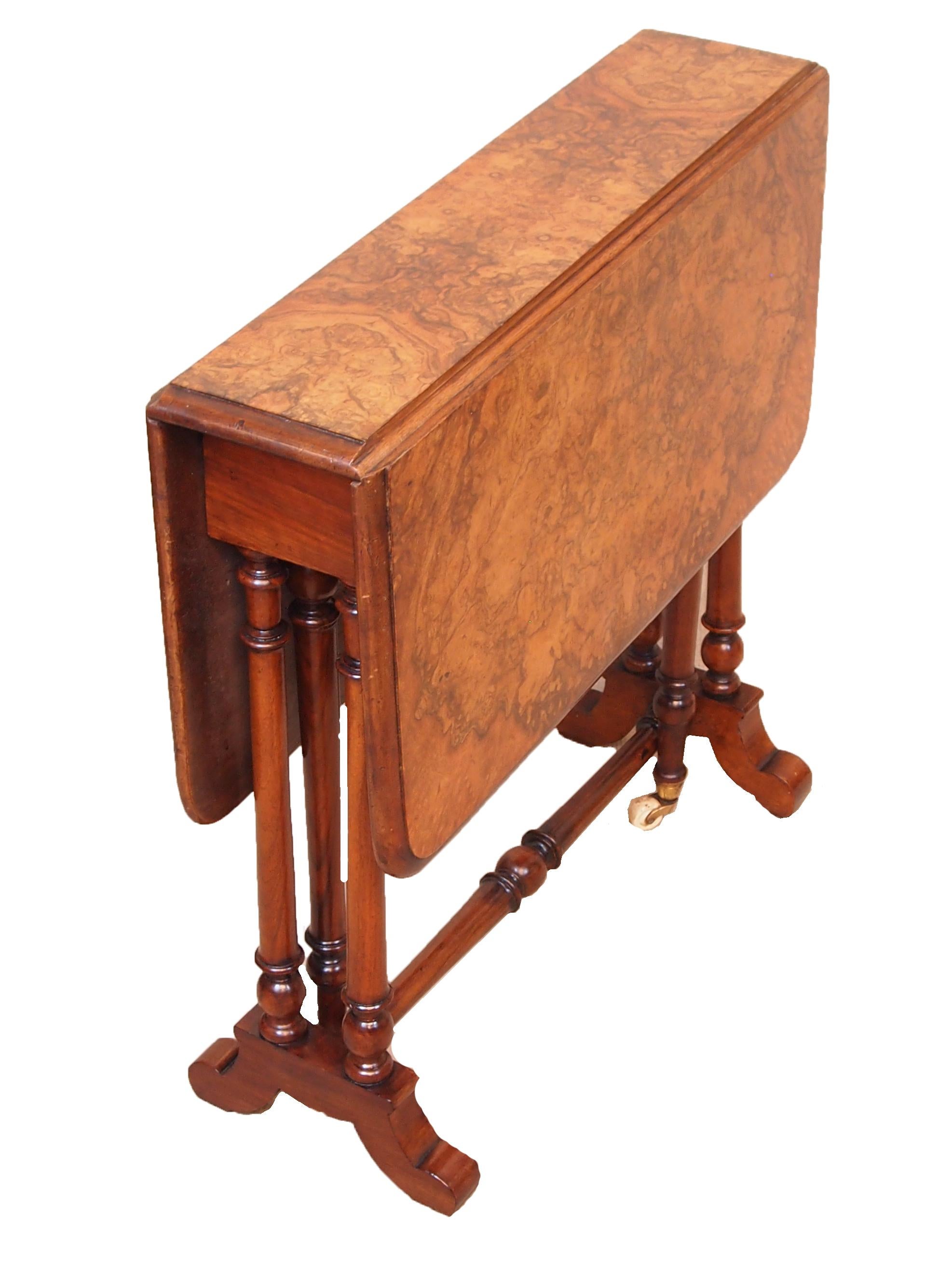 Victorian Antique 19th Century Burr Walnut Baby Sutherland Table