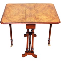 Ancienne table Sutherland du 19e siècle en ronce de noyer