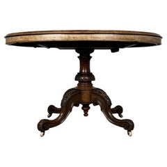 Antique 19th Century Burr Walnut Tilt Top Centre Table ( REF AF-3608 )