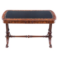 Antique 19th Century Burr Walnut Writing Desk - Fine Quality Library Table