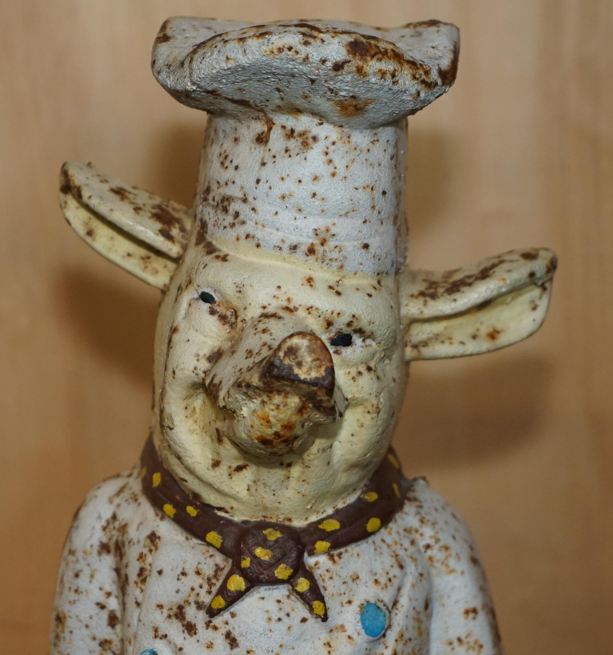 ANTIQUE 19TH CENTURY BUTCHERS SHOP ADVERTiSING DISPLAY PIG ORIGINAL PAINT PATINA In Distressed Condition For Sale In West Sussex, Pulborough