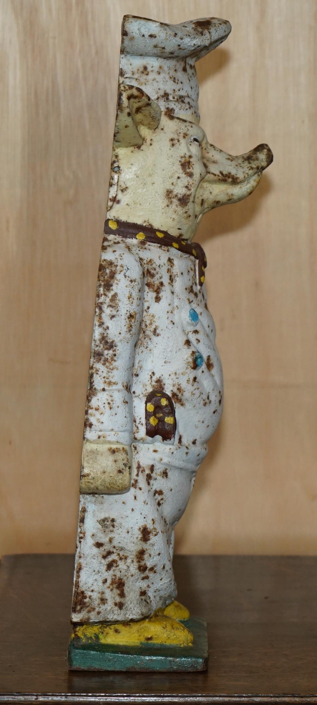 Iron ANTIQUE 19TH CENTURY BUTCHERS SHOP ADVERTiSING DISPLAY PIG ORIGINAL PAINT PATINA For Sale