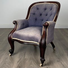 Antique 19th Century Button Back Armchair In Mahogany ( REF AF-3388 )
