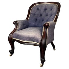 Sillón antiguo del siglo XIX con respaldo de botones de caoba ( REF AF-3388 )