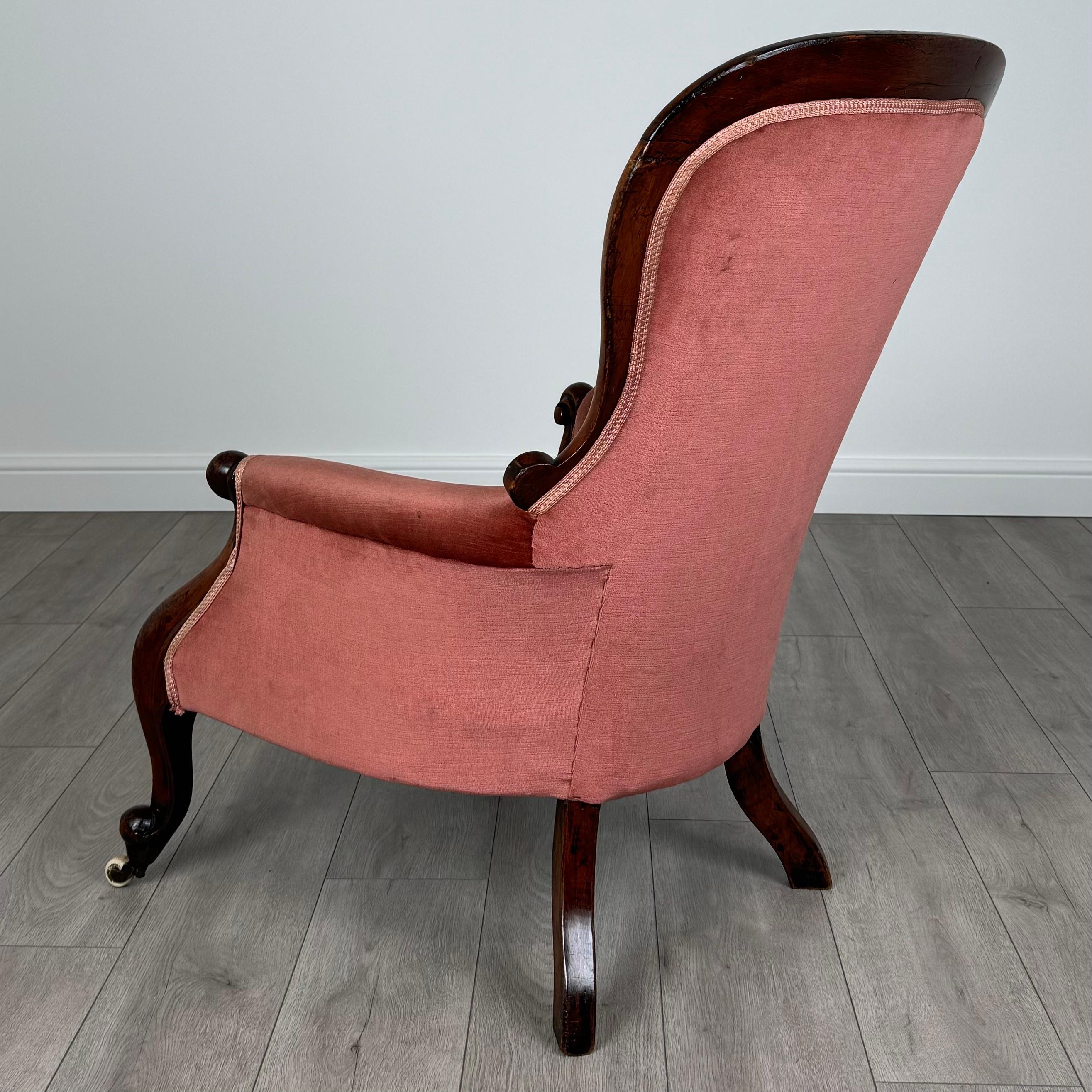 Sillón antiguo del siglo XIX con respaldo de botones de caoba ( REF AF-3548 ) Inglés en venta