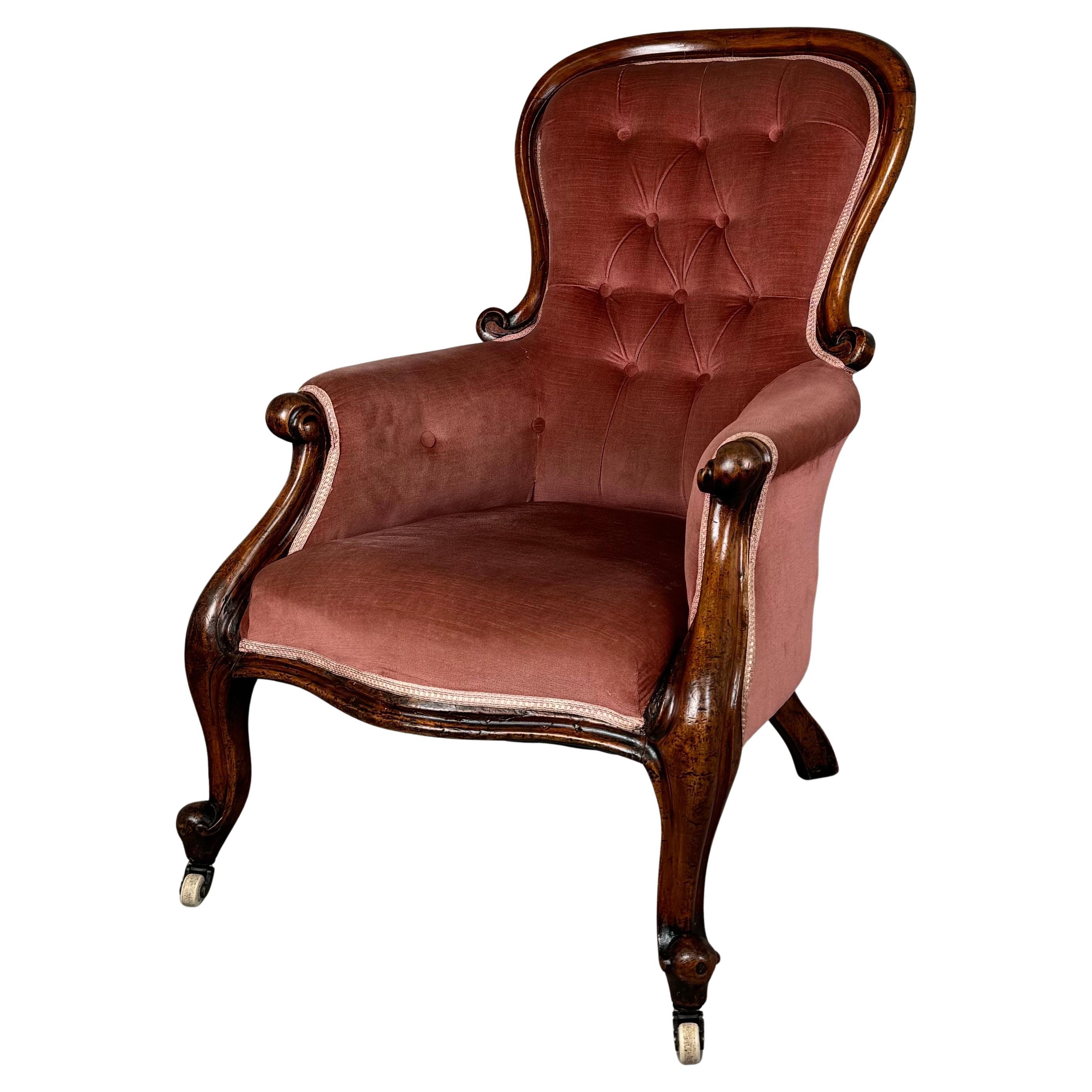 Antique 19th Century Button Back Armchair In Mahogany ( REF AF-3548 )