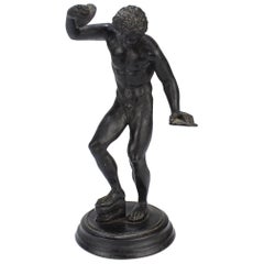Antico mobile del 19° secolo Grand Tour in bronzo con fauno danzante e cimbali