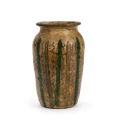 Antike kalabrische glasierte Terrakotta-Amphora des 19. Jahrhunderts, zwei Henkel
