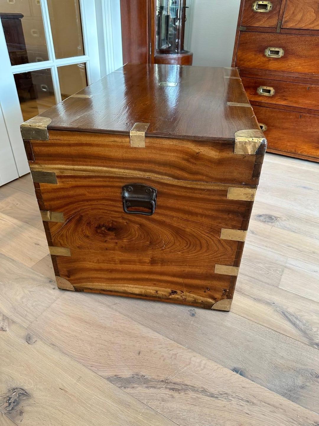 Hardwood Antique 19th century camphor wooden transport box