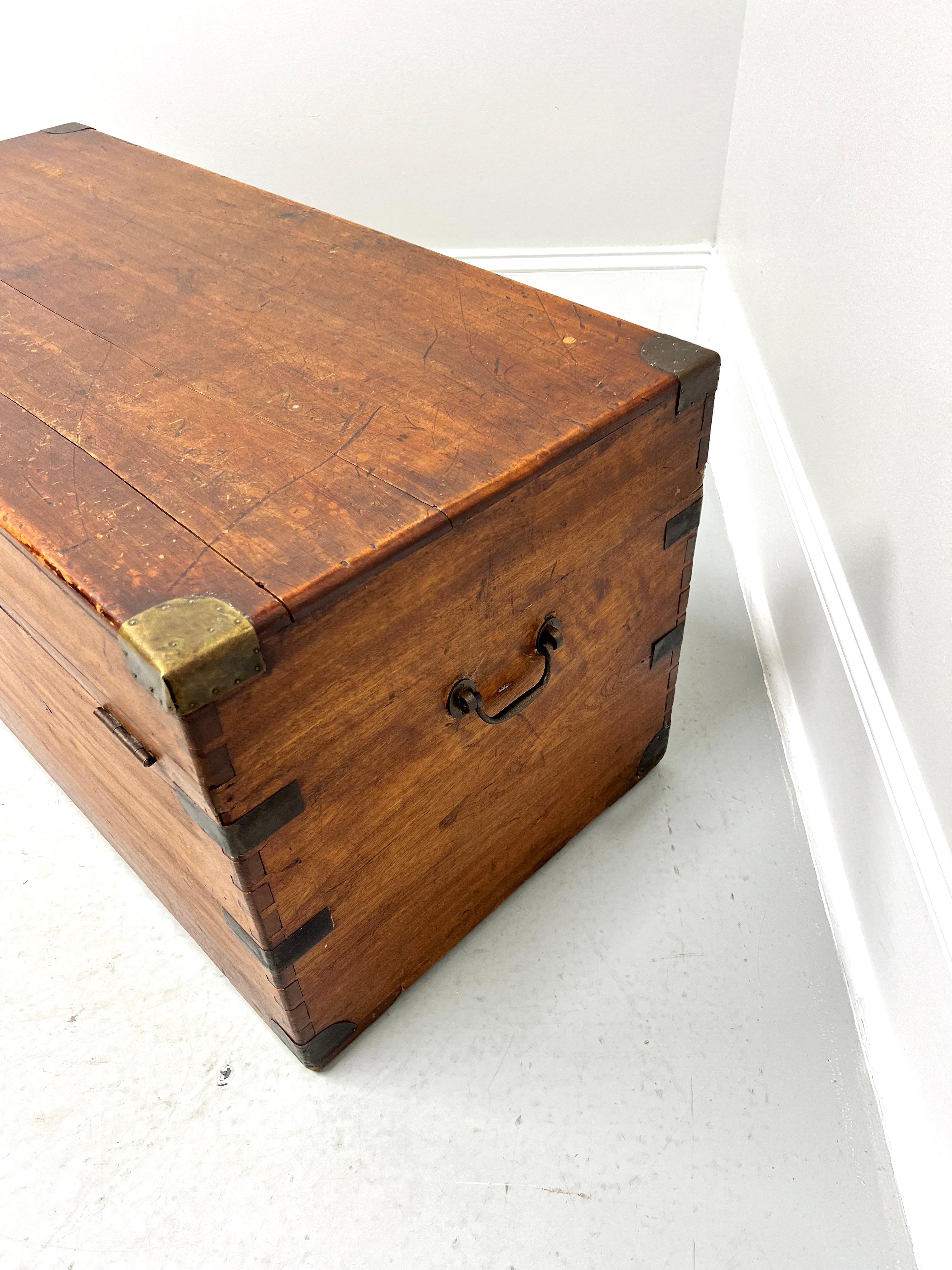 Antique 19th Century Camphorwood Russian Sea Captain's Military Campaign Chest For Sale 5