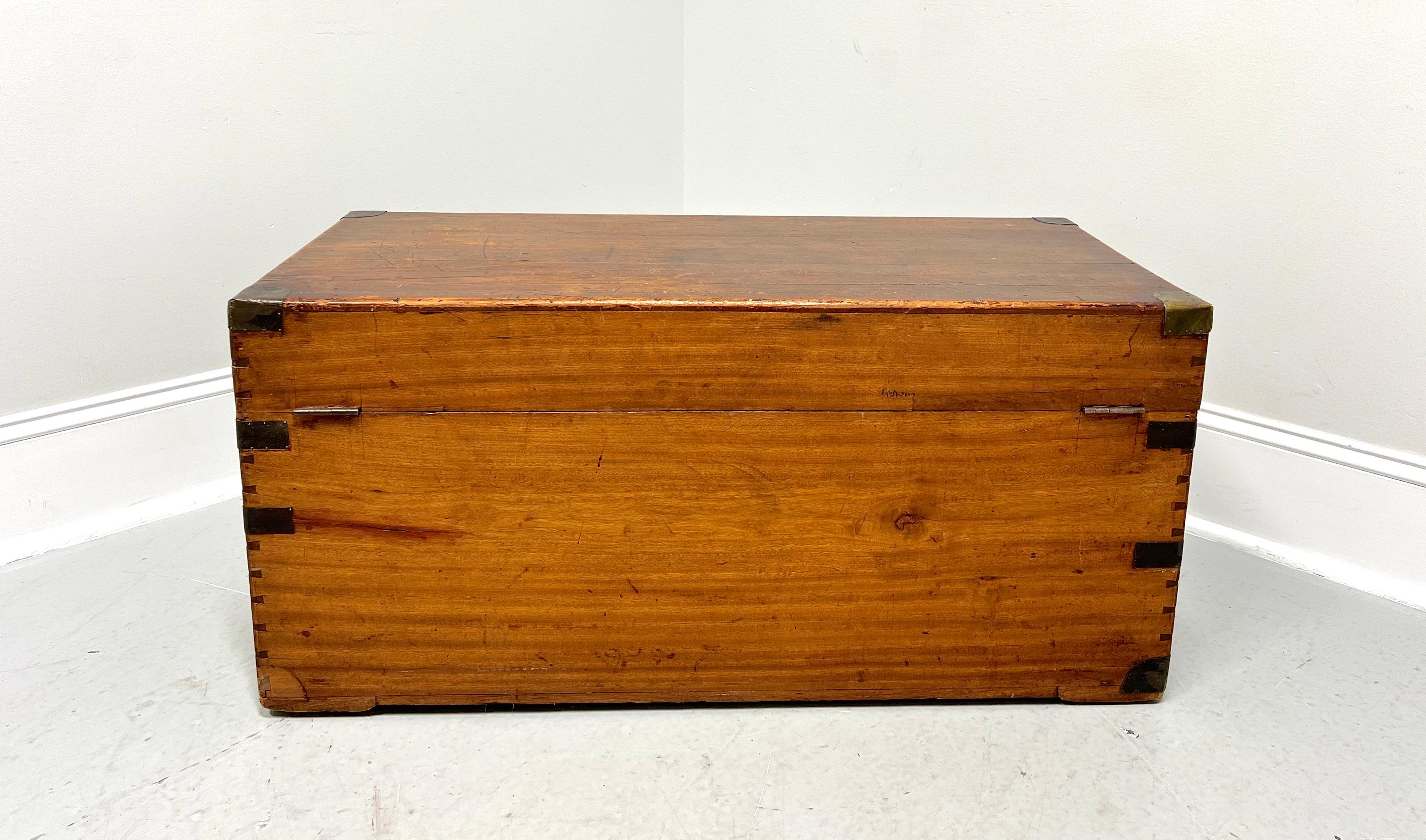 Brass Antique 19th Century Camphorwood Russian Sea Captain's Military Campaign Chest For Sale