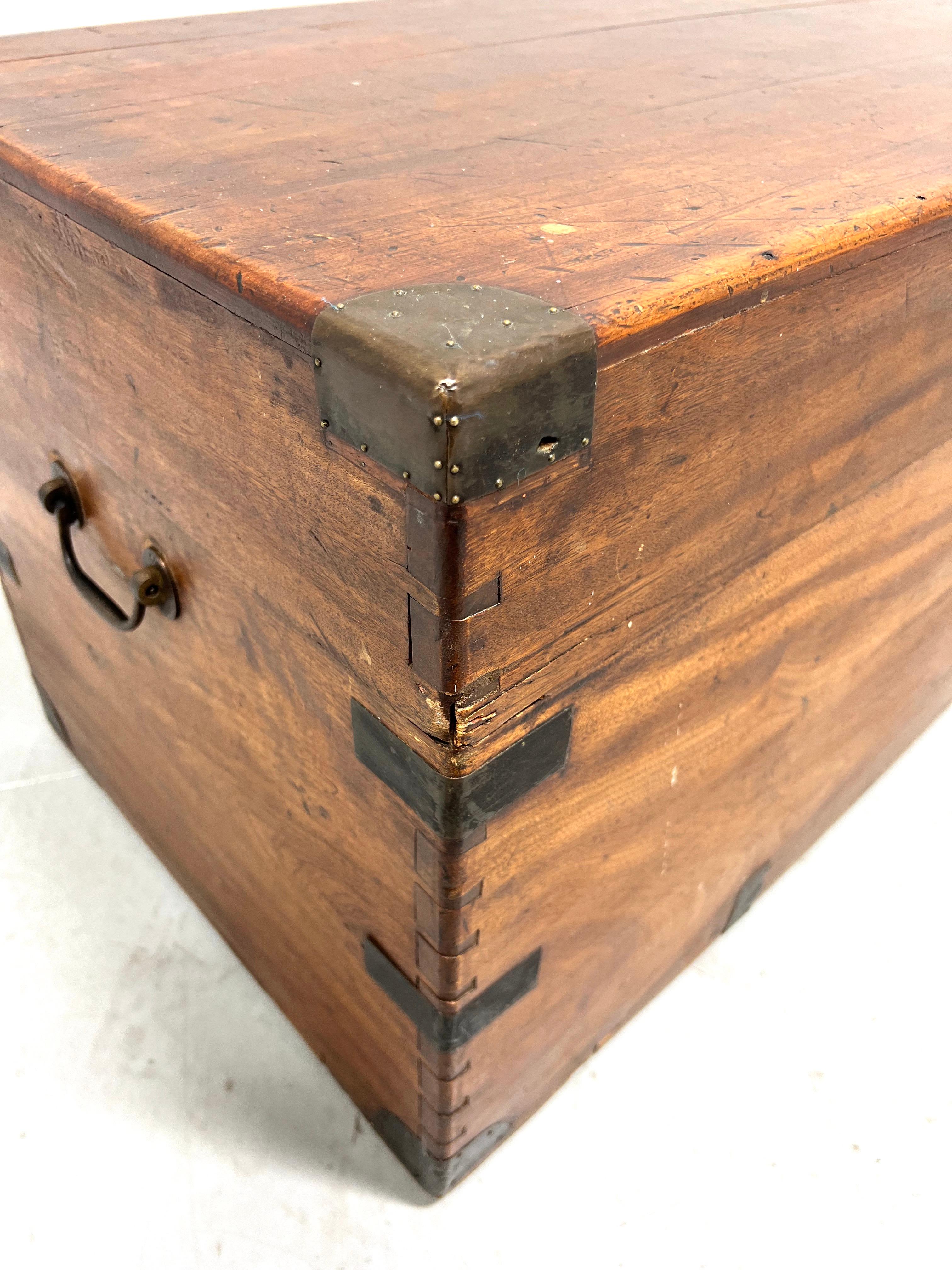 Antique 19th Century Camphorwood Russian Sea Captain's Military Campaign Chest For Sale 1