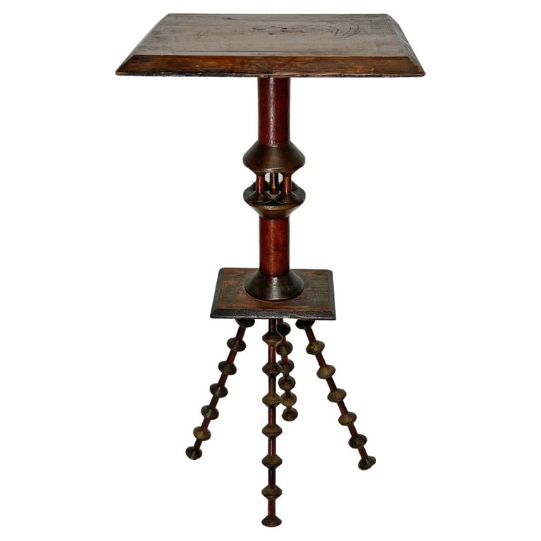 Antique 19th Century Candle Stand With Stacked Spool Legs For Sale at