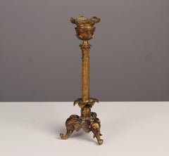 Antique 19th Century Candlestick, Brass, Elephants, France