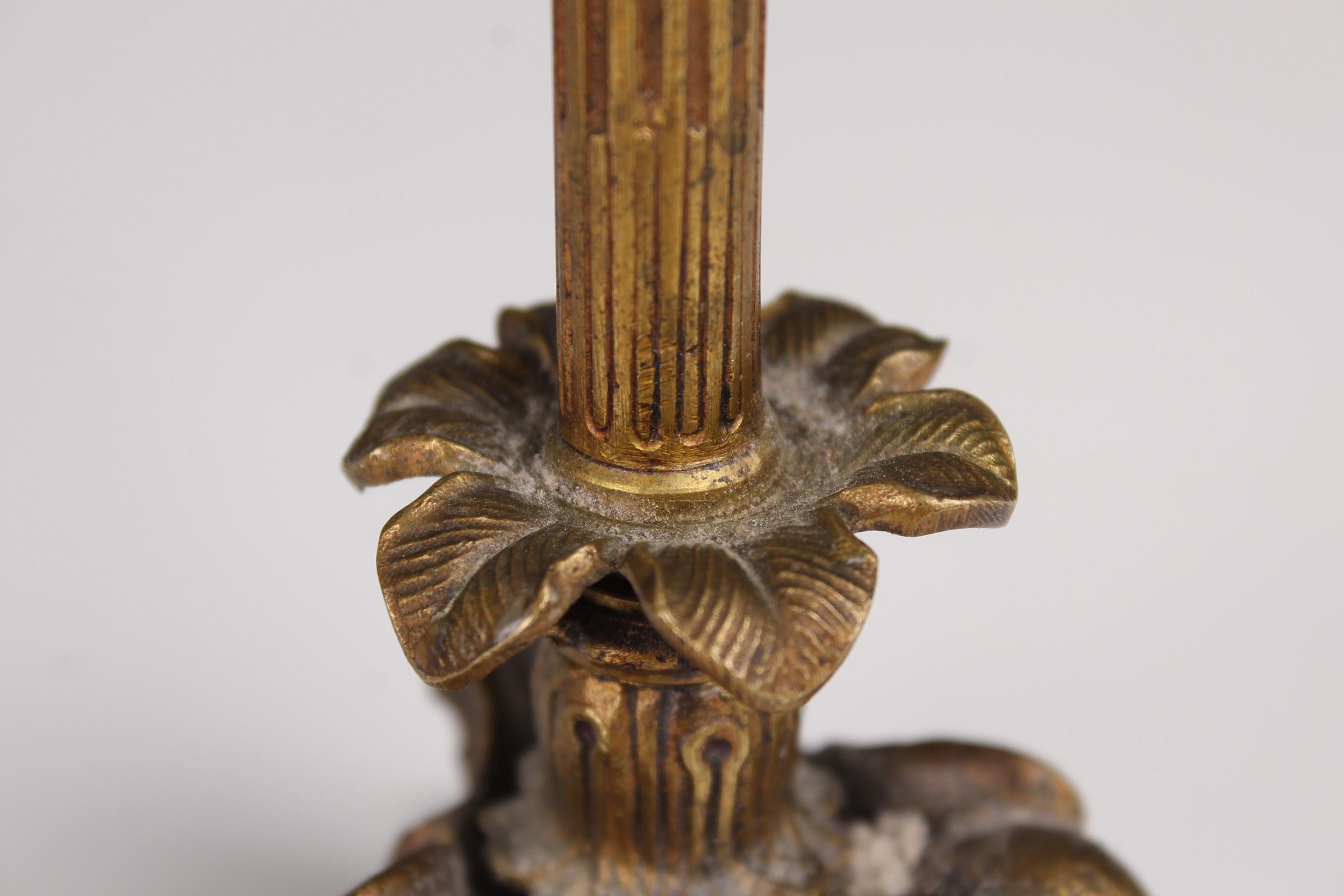 Antique 19th Century Candlestick, Brass, Elephants, France For Sale 3