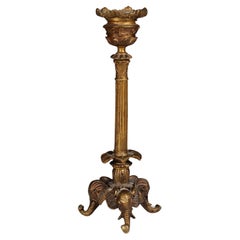 Antique 19th Century Candlestick, Brass, Elephants, France