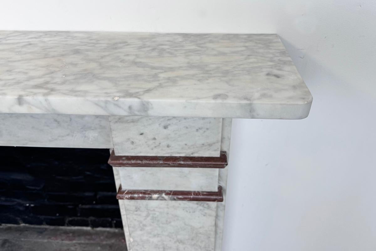 Carrara Marble Antique 19th-century Carrara marble fireplace surround For Sale
