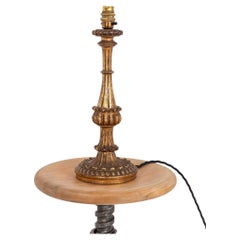Antique 19th Century Carved Gilt Candlestick Table Desk Lamp, circa 1890