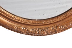 Antique 19th Century Carved Gilt Oval Wall Mirror
