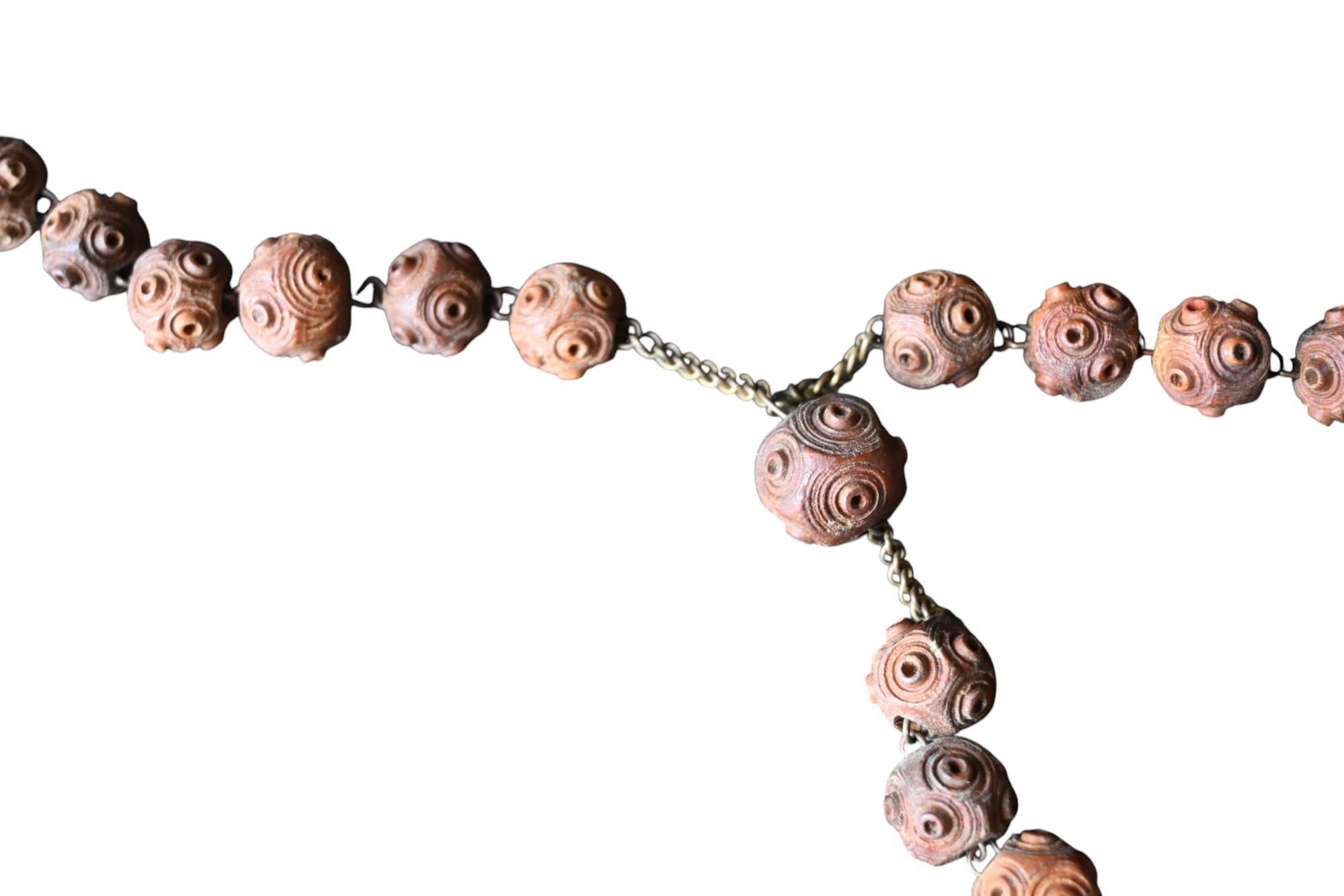 Antique 19th century carved hardwood rosary Francés en venta