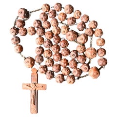 Antique 19th century carved hardwood rosary