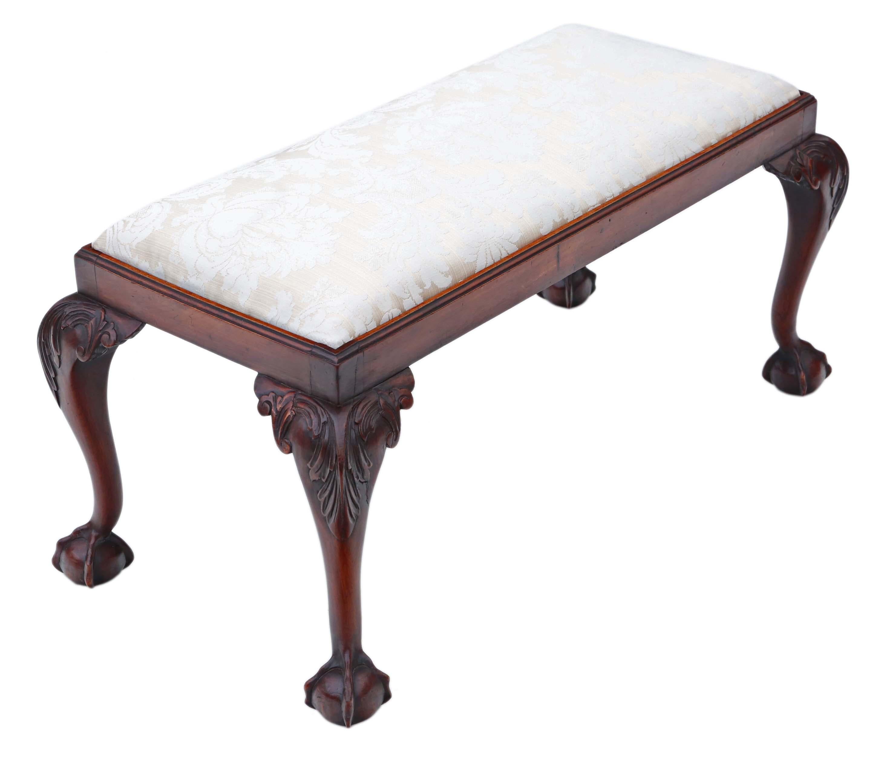 Antique 19th Century Carved Mahogany Double Stool or Window Seat In Good Condition In Wisbech, Cambridgeshire